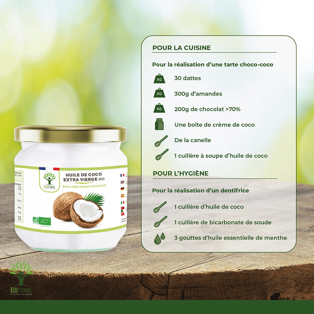Huile de coco extra vierge bio -  Bioptimal Bioptimal Superaliment infusion.organic