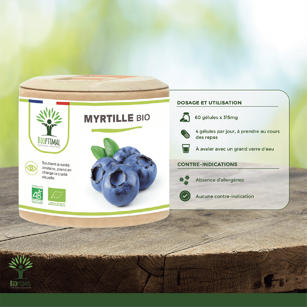 Myrtille bio gélules -  Bioptimal Bioptimal Complément alimentaire infusion.organic