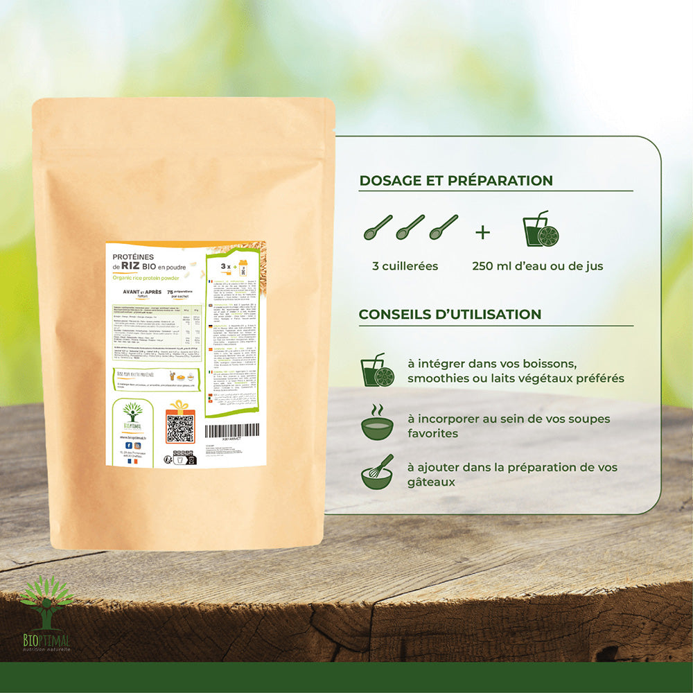 Protéines de riz bio poudre - Bioptimal Bioptimal Nutrition sportive infusion.organic