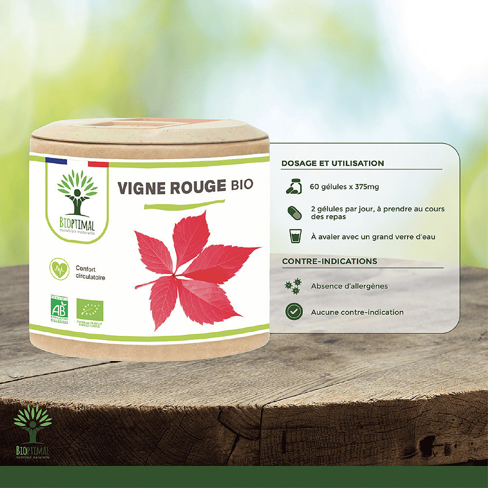 Vigne rouge bio gélules -  Bioptimal Bioptimal Complément alimentaire infusion.organic