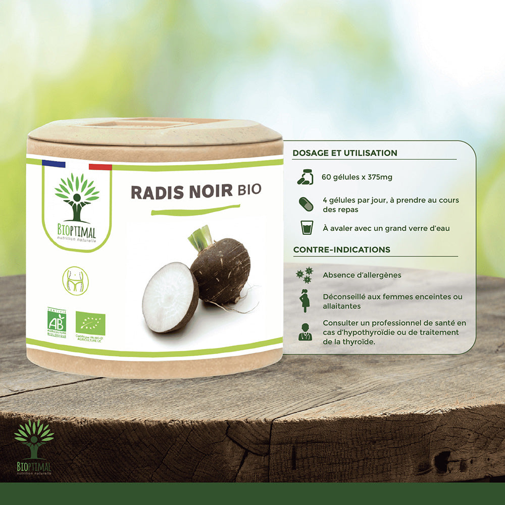 Radis noir bio gélules -  Bioptimal Bioptimal Complément alimentaire infusion.organic
