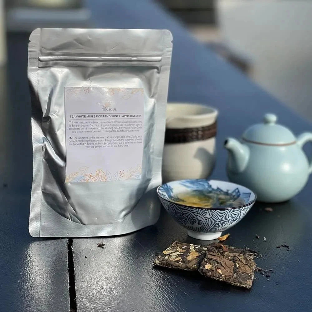 White Tea Mini Brick with Mandarin 50 g - White Tea - White Tea - infusion.organic