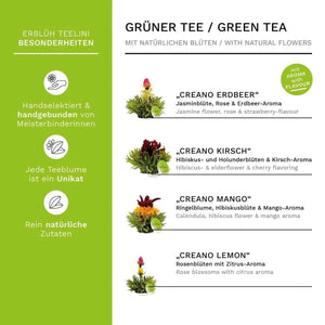8 Herbal tea flowers in 4 varieties - green tea - Blooming Tea - Blooming Tea, Green Tea - infusion.organic
