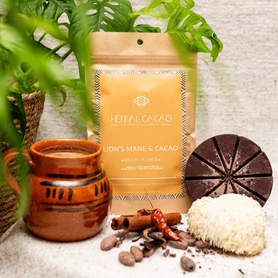 "Brain Power" Lion's Mane & Ceremonial Cacao Herbal Cacao Tisan - infusion.organic