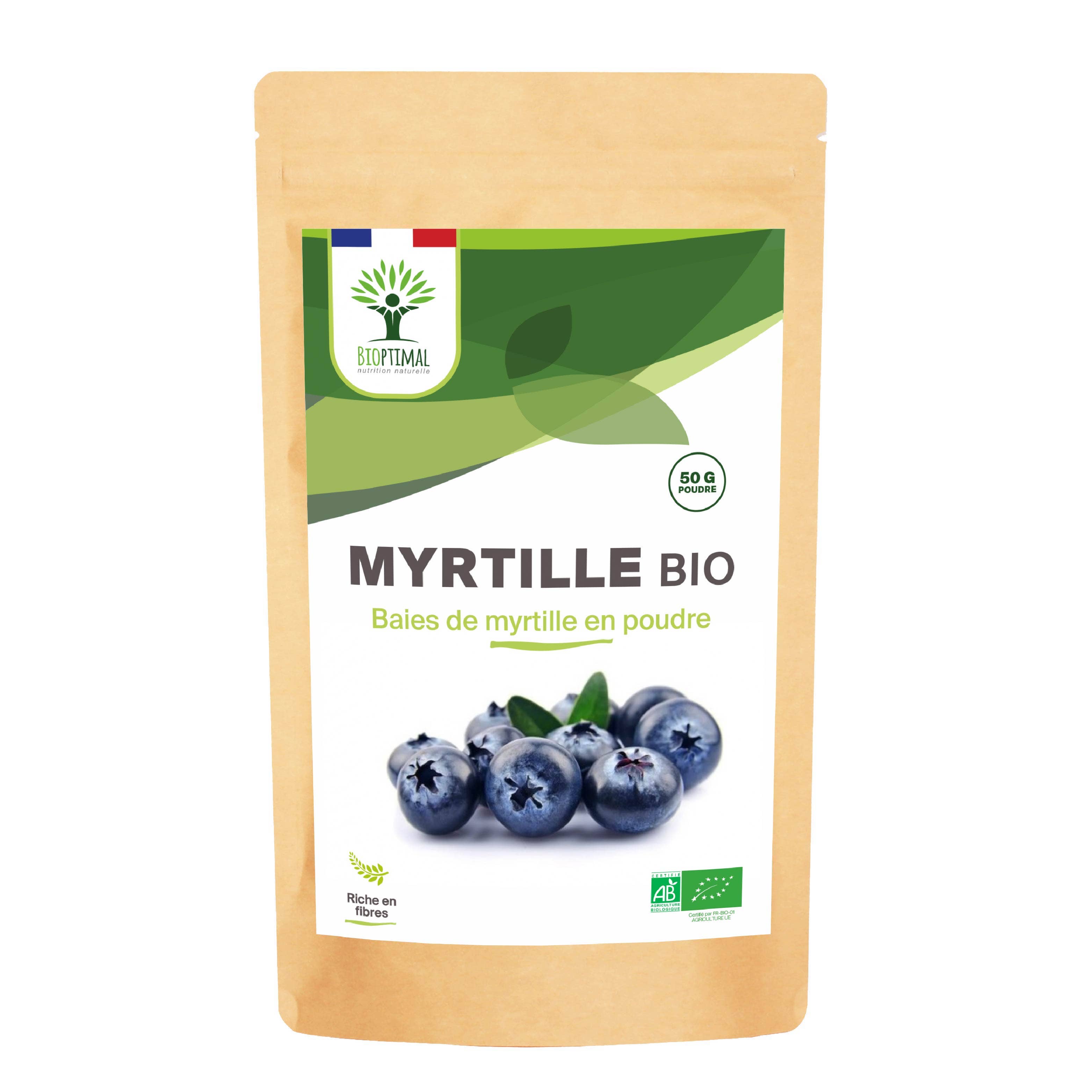 Organic Blueberry Powder - Packaged in France - Vegan Supplement Bioptimal infusion.organic