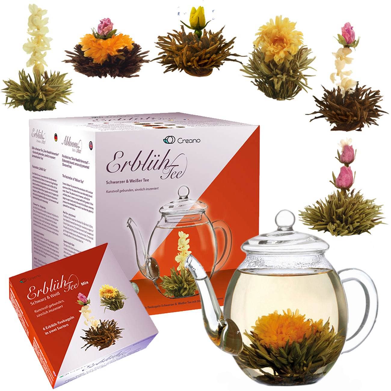 Creano tea flowers mix - gift set blooming tea with glass jug Blooming Tea Creano infusion.organic