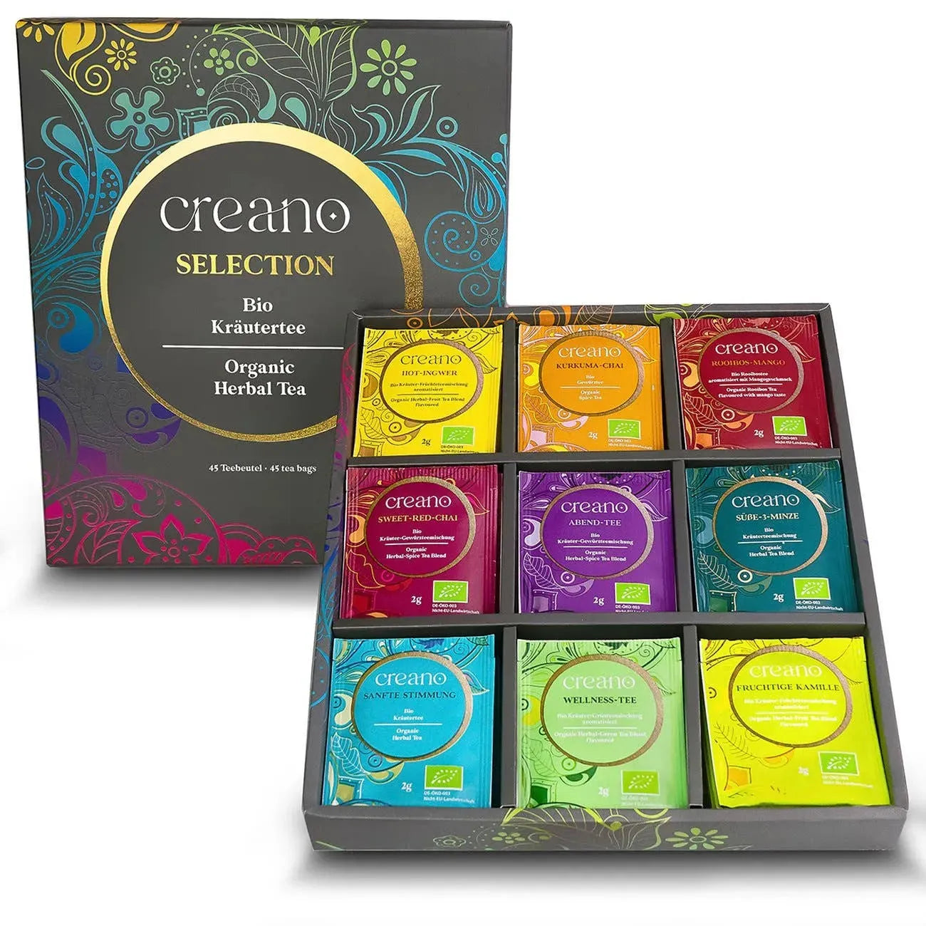 Organic Herbal tea gift set 45 pack Blooming Tea Creano Tisan - infusion.organic