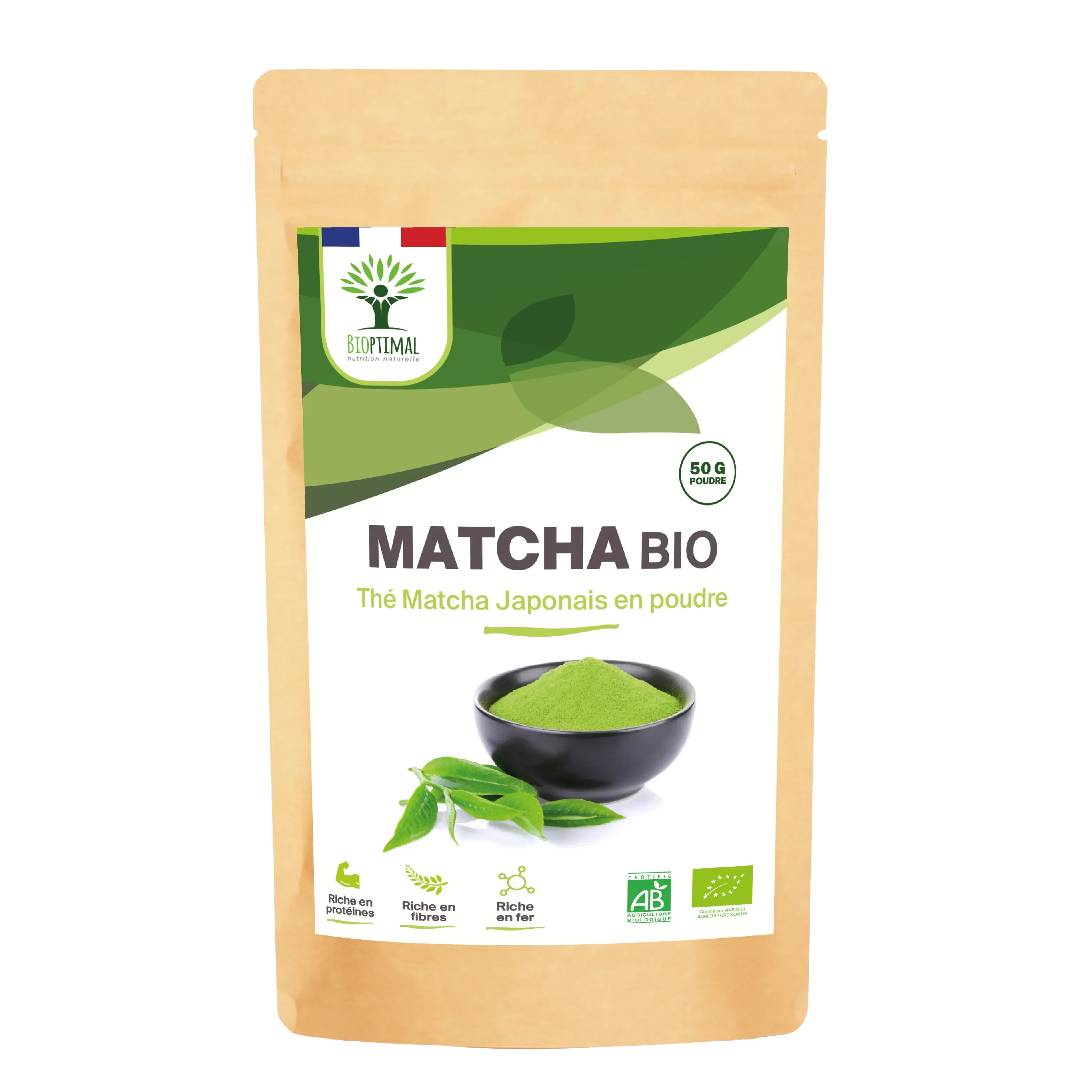 Organic Japanese Matcha Tea Powder - Packaged in France Supplement Bioptimal Tisan - infusion.organic