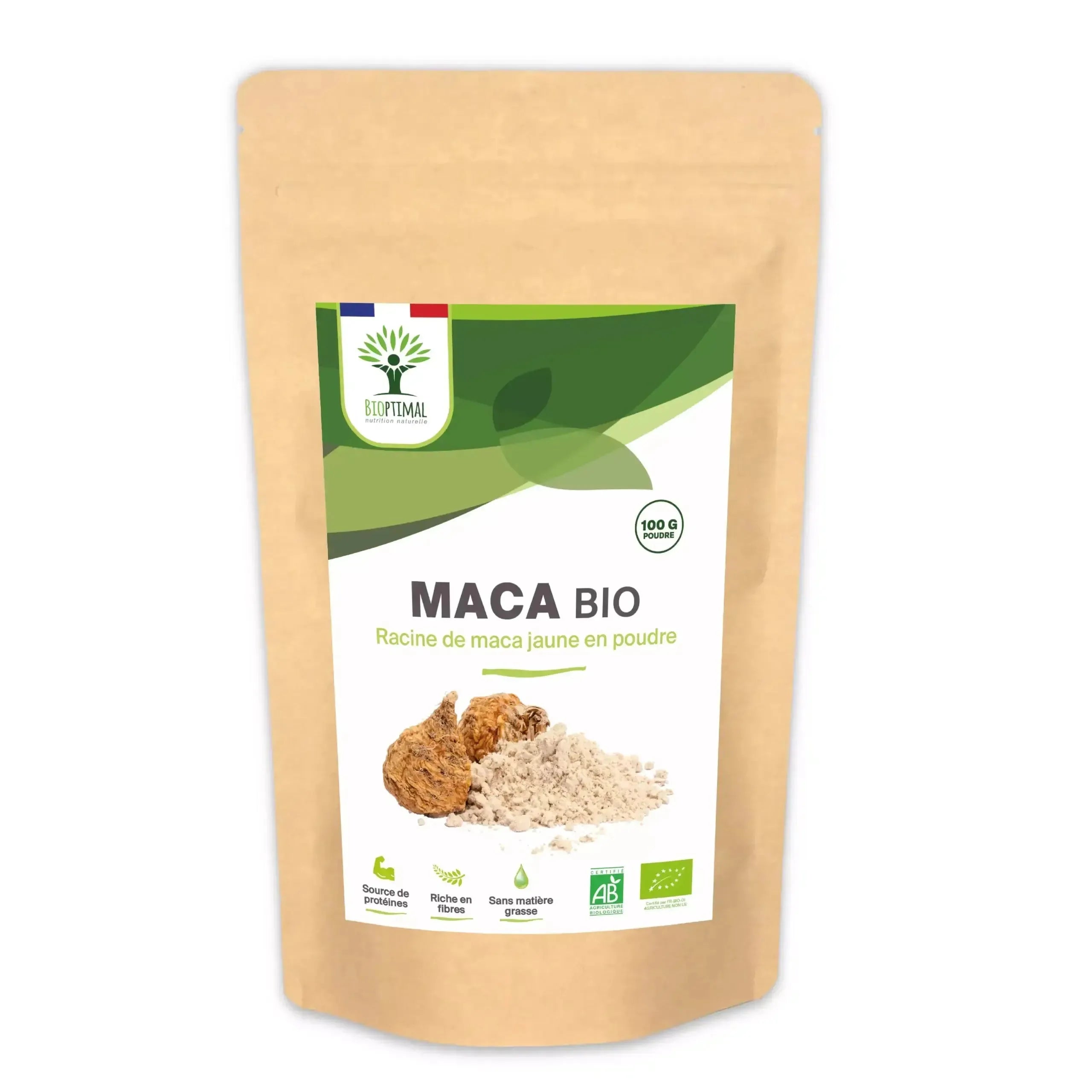 Organic maca powder - Packaged in France - Vegan Supplement Bioptimal Tisan - infusion.organic