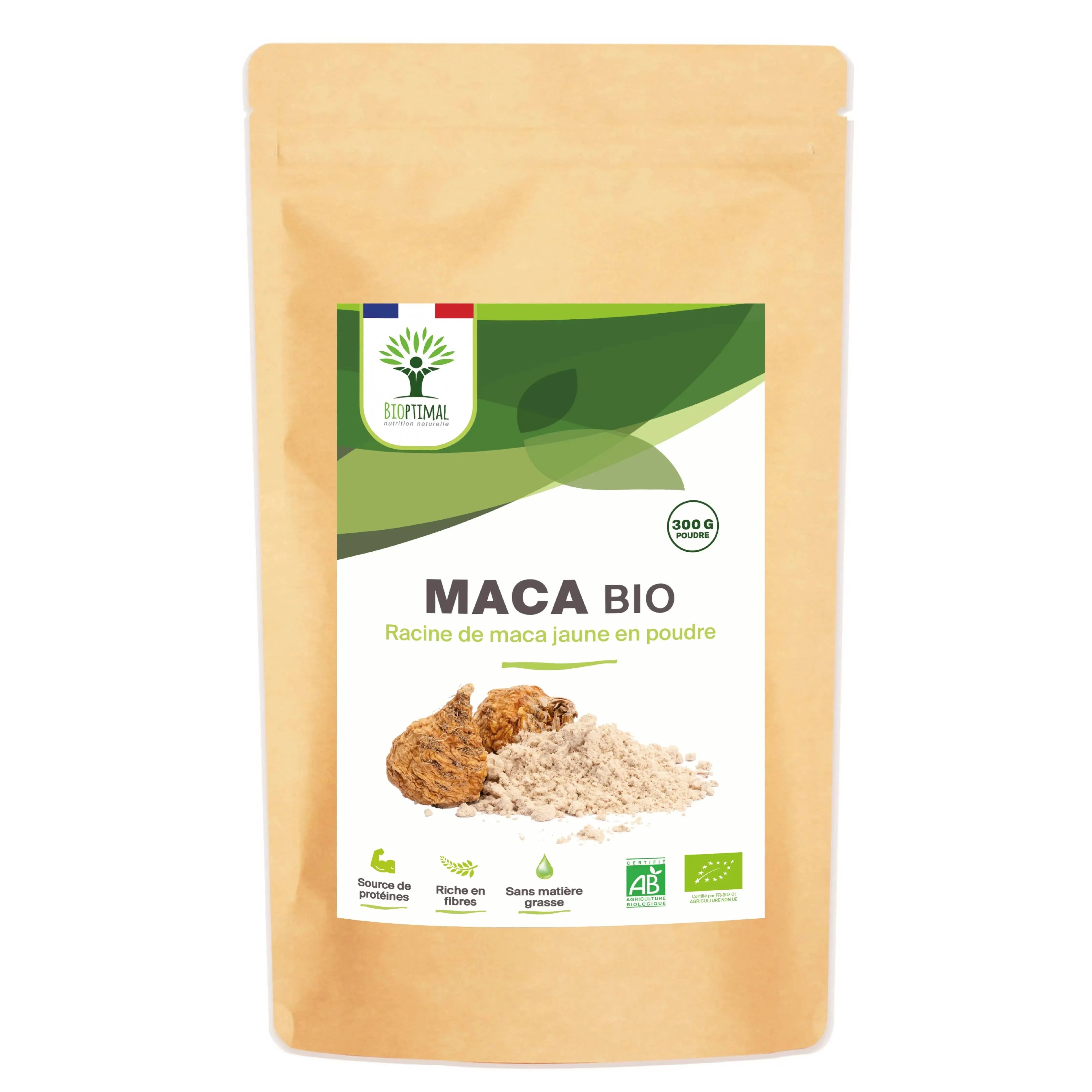 Organic maca powder - Packaged in France - Vegan Supplement Bioptimal Tisan - infusion.organic