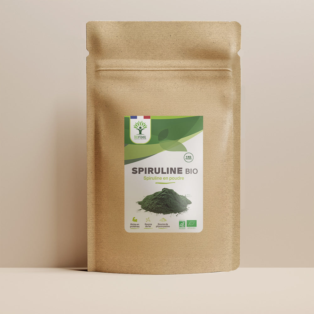 Spiruline bio poudre -  Bioptimal Bioptimal Superaliment infusion.organic